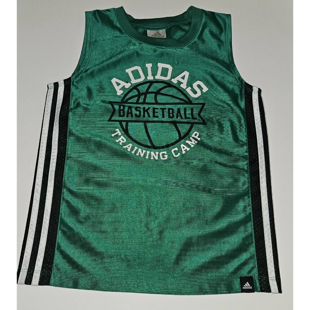 Adidas Green Black White Tank Top Boys Youth Size 7 Basketball Training Camp